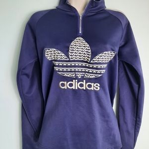 Adidas Purple Embroidered half zip pullover